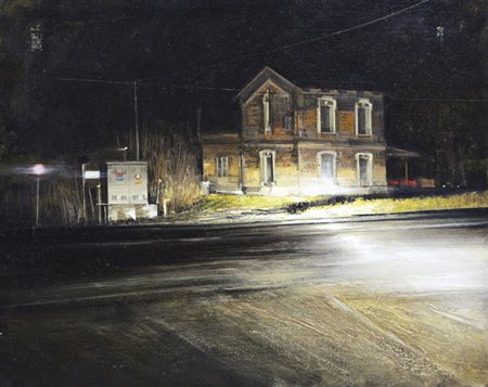 Nicola Nannini NOTTE E CASA SOLITARIA II, 2002 Olio su tela applicata su...
