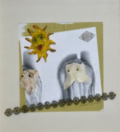 Daniel Spoerri PAPA MAMA BARBAPAPA, Ca. 1983 Tecnica mista su carta, cm....