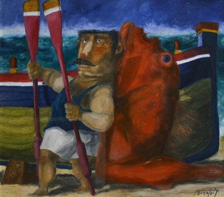 Pino Procopio CALOGERO Olio su tela, cm. 30x35. Autentica su foto dell’Artista.