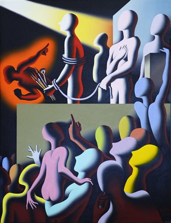Mark Kostabi THE PRISONER OF ARTIFICE, 2005 Olio su tela, cm. 130x100....