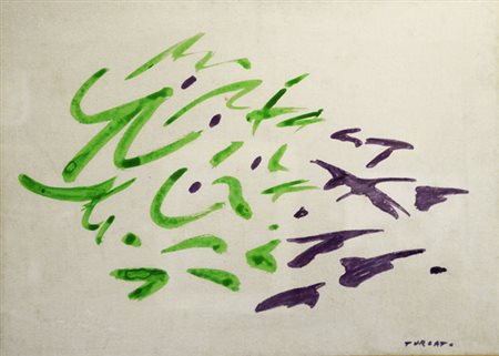 Giulio Turcato SEGNICO, 1973/’74 Tempera e pennarello su tela applicata su...