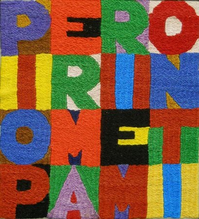 Alighiero Boetti PIO PER MARI E MONTI, 1988 Arazzo, cm. 18,5x17....