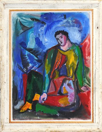 Sandro Chia SENZA TITOLO Tempera su carta, cm. 114x93 c/cornice. Firma in...