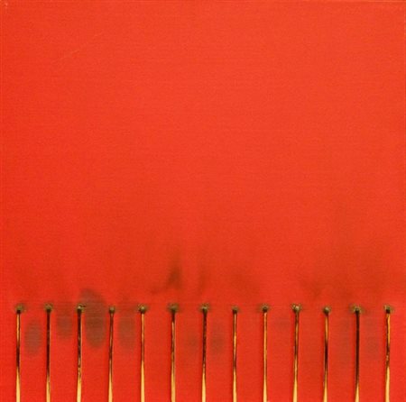 Bernard Aubertin DESSIN DE FEU Fiammiferi bruciati su tela, cm.40X40....