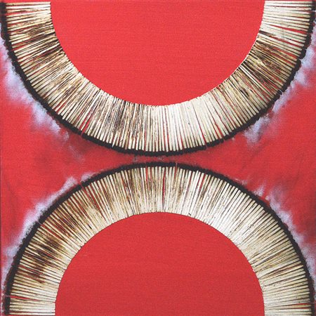 Bernard Aubertin DESSIN DE FEU, 2006 Fiammiferi bruciati su tela, cm.30X30....