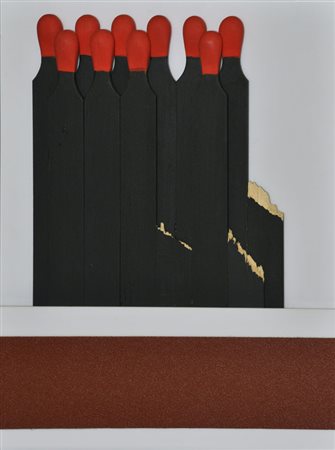 Raymond Hains SEITA, 2000 Pochette di alluminio pvc e legno dipinto, cm....