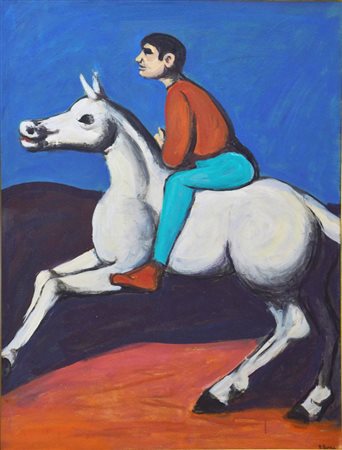 Pompeo Borra CAVALIERE, 1965 Olio su tela, cm. 80x60. Firmato in basso a...