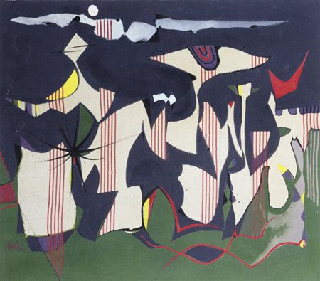 Wladimiro Tulli GRIGIO NUVOLA SUL TUO MATERASSO, 1975 Olio su tela, cm....