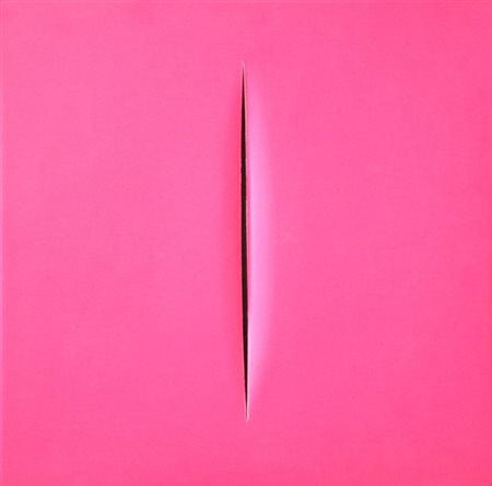 Lucio Fontana CONCETTO SPAZIALE, 1968 Pvc, cm. 30x30x2. Multiplo senza...