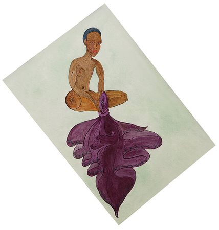 Luigi Ontani MORO ODOROSO CON “ODE AL NODO”, Bali 2005 - Roma 2007 Acquarello...