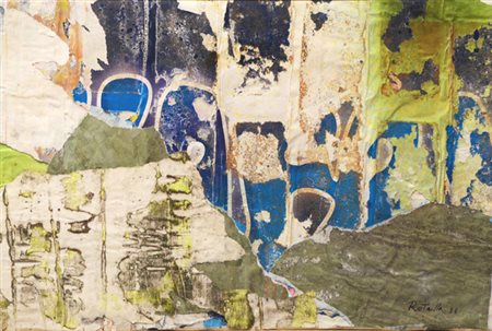 Mimmo Rotella SENZA TITOLO, 1966/80 Decollage su tela,cm. 30x50.Opera...