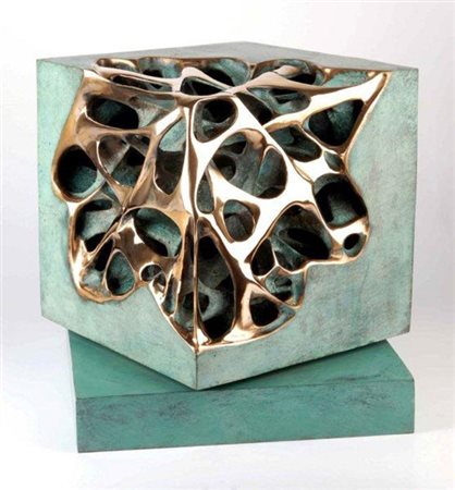 Gianfranco Meggiato CUBO TENSIONE PATINATO, 2005 Fusione in bronzo a cera...