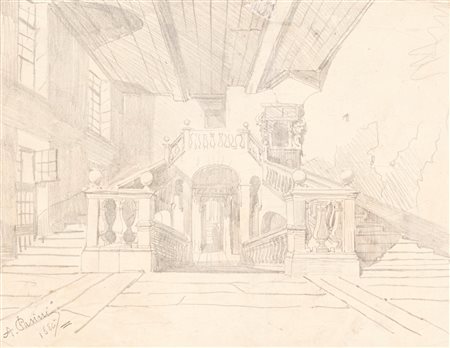 Alberto Pasini (Busseto 1826-Cavoretto 1899)  - Scalone di Palazzo Reale a Torino, 1880