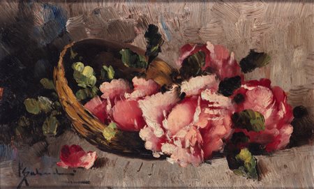 Mario Salimbeni (Milano 1874-Torino 1942)  - Natura morta con rose
