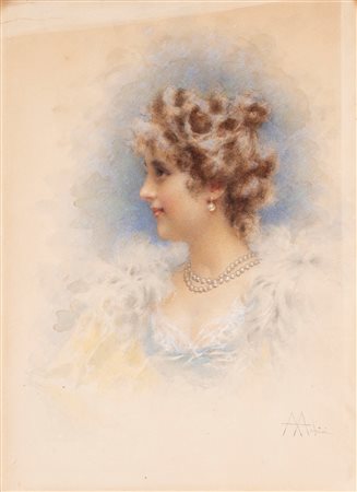 Angelo Achini (Milano 1850-1930)  - Profilo femminile