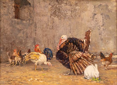 Salvatore Corvaya (Licata 1872-Milano 1962)  - Nell'aia, 1930