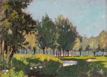 Leonardo Dudreville (Venezia 1885-Ghiffa 1976)  - Campagna a Feriolo, 1940