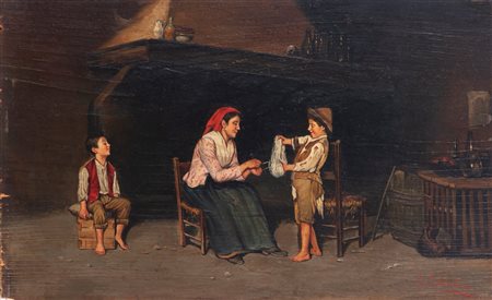 Giovanni Costantini (Roma 1872-1947)  - Il cucito