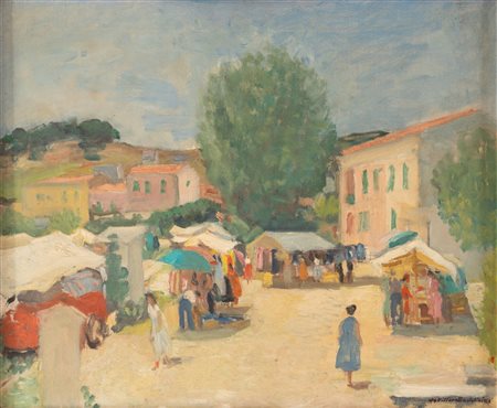Vittore Ugo Bartolini (Firenze 1906-Milano 1975)  - Paese. L'Isola d'Elba, 1956