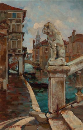 Attilio Achille Bozzato (Chioggia 1886-Cremona 1954)  - Chioggia, fondamenta a Vigo, 1928