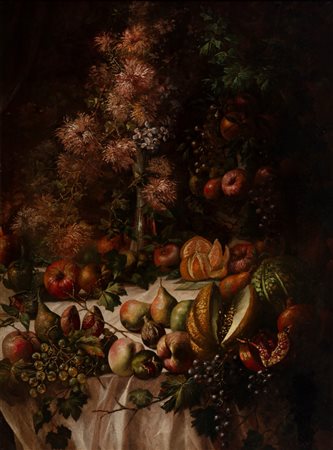 Giorgio Lucchesi (Lucca 1855-1941)  - Trionfo di fiori e frutta