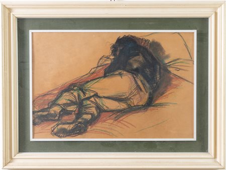 Pittore della prima metà del XX secolo. Figura distesa di spalle. 