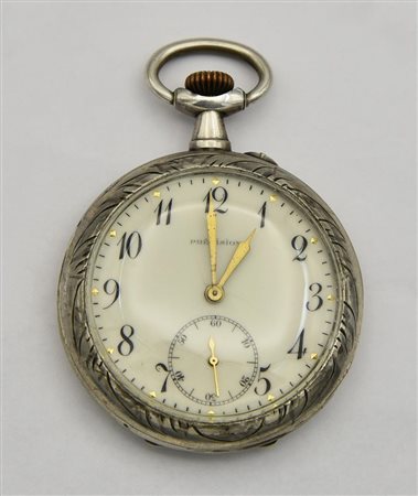 Orologio da tasca Precision, primi 900, acciaio CASSA: in acciaio lavorata a...