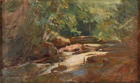 Amedeo Momo Simonetti Roma 1874 – 1922 La piccola rapida olio su tela cm 30 x...