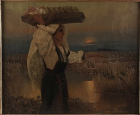 Dante Ricci Serra San Quirico 1879 – Roma 1957 Malaria olio su tela cm 90 x...