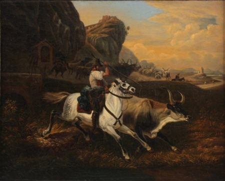 Emile Jean Horace Vernet Parigi 1789 – 1863 Butteri nella campagna olio su...