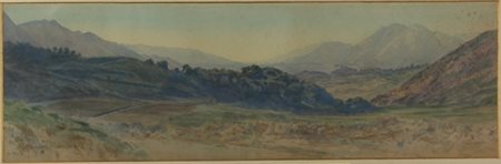 Pompeo Fabri Roma 1874 – 1959 Arcinazzo Romano acquarello cm 29 x 90 firmato,...