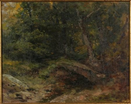 Filiberto Petiti Torino 1845- Roma 1924 Bosco olio su cartone telato cm 32 x...
