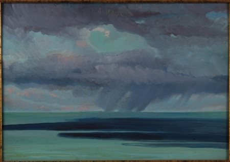 Virgilio Simonetti Roma 1897 – 1982 Paesaggio marino con temporale olio su...