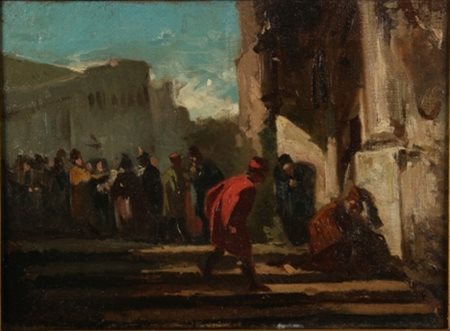Domenico Morelli ( attrib.) Napoli 1826 – 1901 Soggetto storico olio su tela...