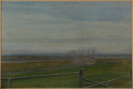 Napoleone Parisani Camerino 1854 – Roma 1932 Campagna romana tecnica mista cm...