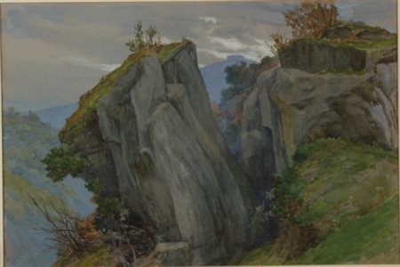 Ettore Ferrari Roma 1845 – 1929 Cave di Marino acquarello cm 36 x 54 sul...