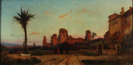 Hermann Corrodi Frascati 1884 – Roma 1905 San Bonaventura sul Palatino olio...