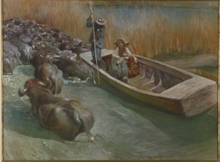 Giulio Aristide Sartorio Roma 1860 – 1932 Foro Appio tempera cm 55 x 75...