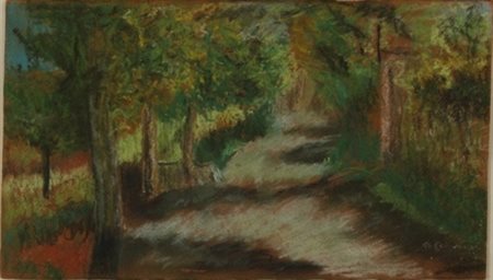 Umberto Coromaldi Roma 1870 – 1948 Bosco pastello cm 17 x 30 firmato in basso...