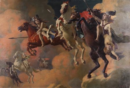 CESARE VIAZZI Alessandria 1857 – Predosa 1943 Valchirie, 1911 olio su tela,...