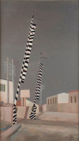 FRANCESCO TROMBADORI Siracusa 1886 - Roma 1961 Passaggio a livello, 1950 Olio...