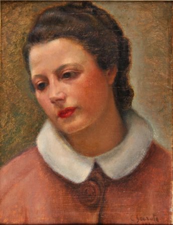 CARLO SOCRATE Mezzanabigli 1889 – Roma 1967 Volto di donna, 1961 Olio su tela...