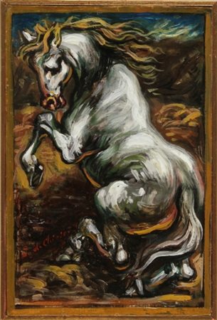 GIORGIO DE CHIRICO Volos 1888 - Roma 1978 Cavallo rampante, 1955 ca. Olio su...