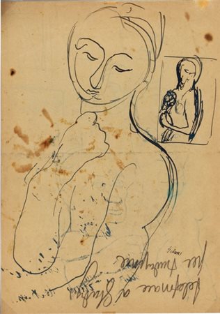 MARIO SIRONI Sassari 1885 - Milano 1961 Volti, 1930 ca. China doubleface su...