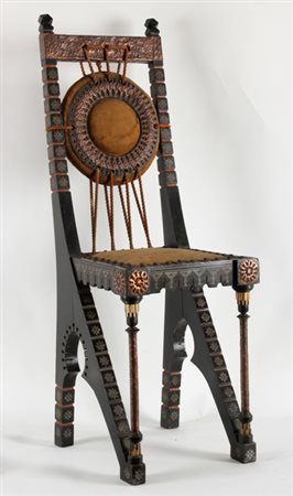 SEDIA DI CARLO BUGATTI (Milano 1855 - Molsheim 1940) In legno intagliato...