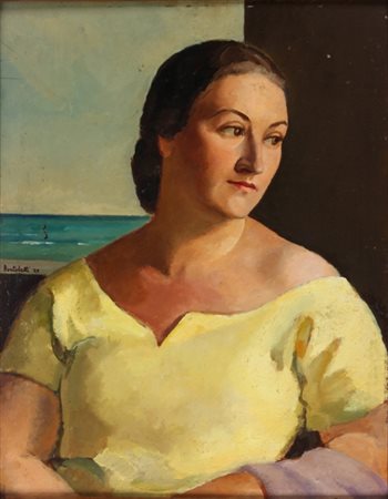 NINO BERTOLETTI Roma 1889 - 1971 Ritratto della moglie - la pittrice marcelli...