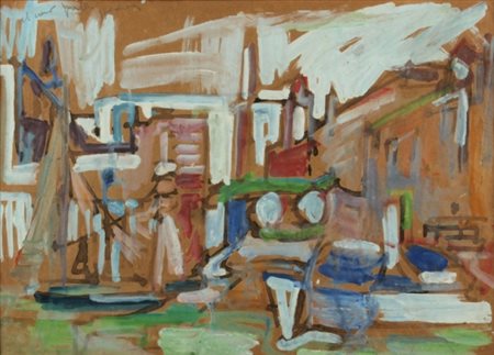 EMILIO VEDOVA Venezia 1919 - 2004 Venezia, 1945 ca. Tempera su carta, cm. 26...