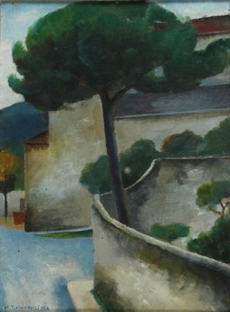 NINO GIOVANNI TIRINNANZI Greve in Chianti 1923 - 2002 Scorcio di strada con...