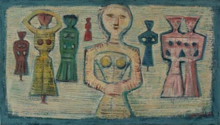 MASSIMO CAMPIGLI Firenze 1895 - Saint Tropez 1971 Figure, 1960 Olio materico...