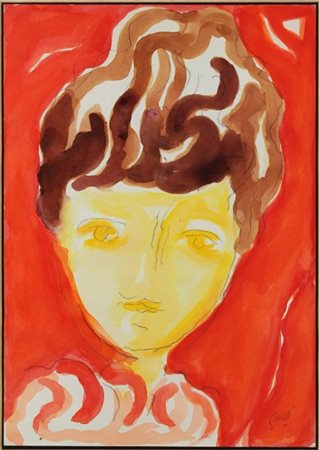 VIRGILIO GUIDI Roma 1891 - Venezia 1984 Volto di donna, 1960 ca. Acquerello...